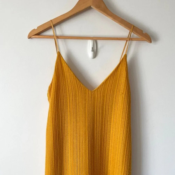 Zara Fringe Hem Midi Dress Marigold  Mustard Yellow Size Small - Picture 7 of 10